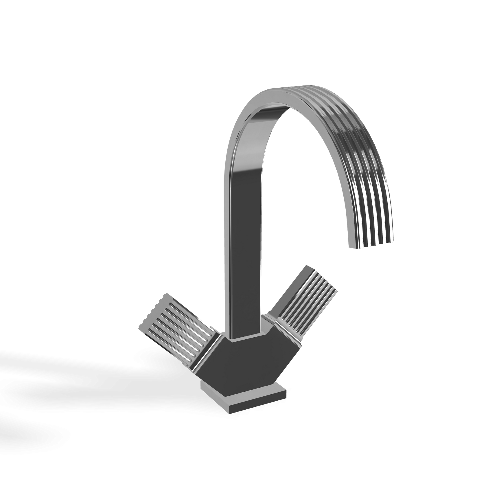 Treemme Kea gruppo lavabo monoforo 19 cm con canna ad Cromo Lucido, vista laterale del profilo e della forma...