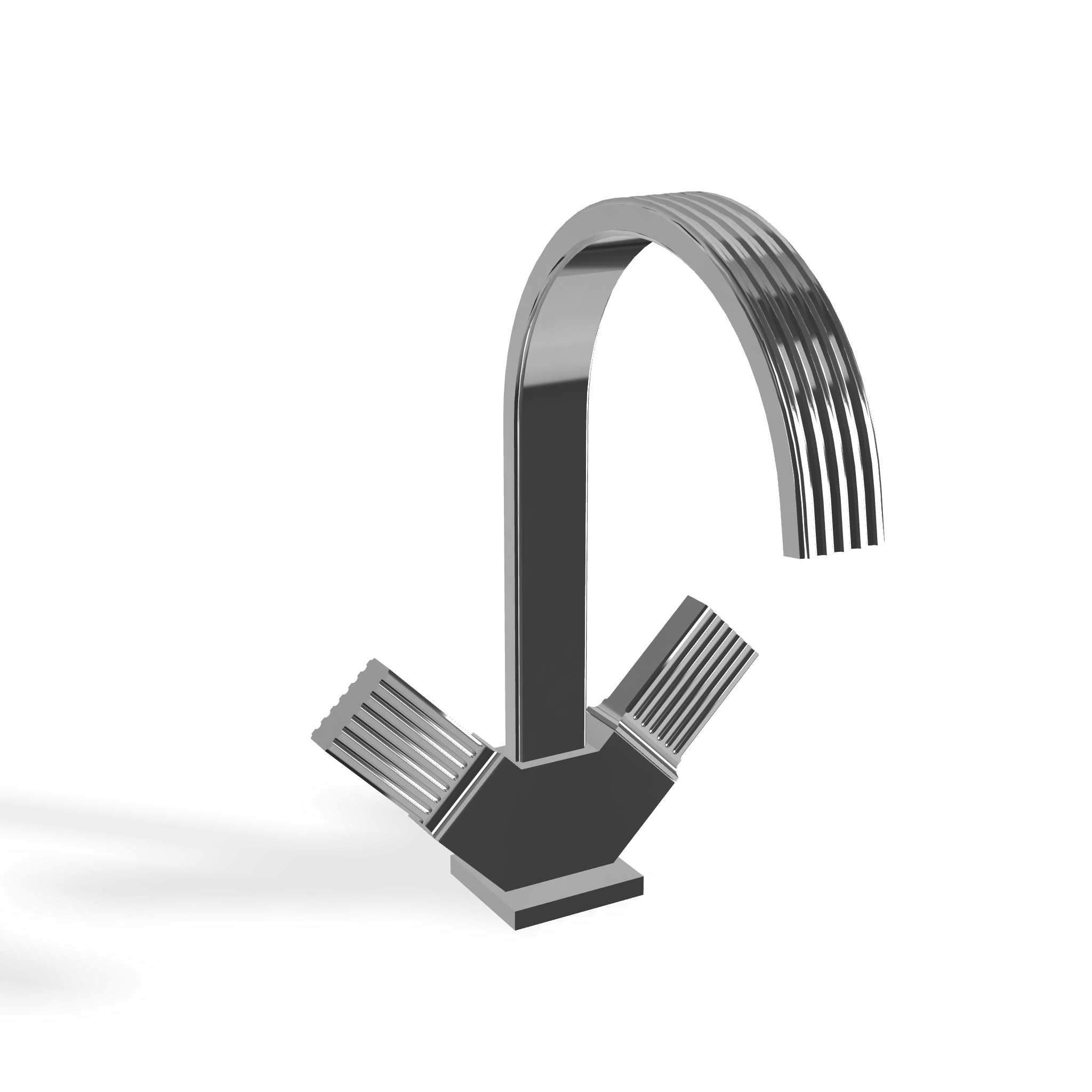 Treemme Kea gruppo lavabo monoforo 19 cm con canna ad Cromo Lucido, vista laterale del profilo e della forma...