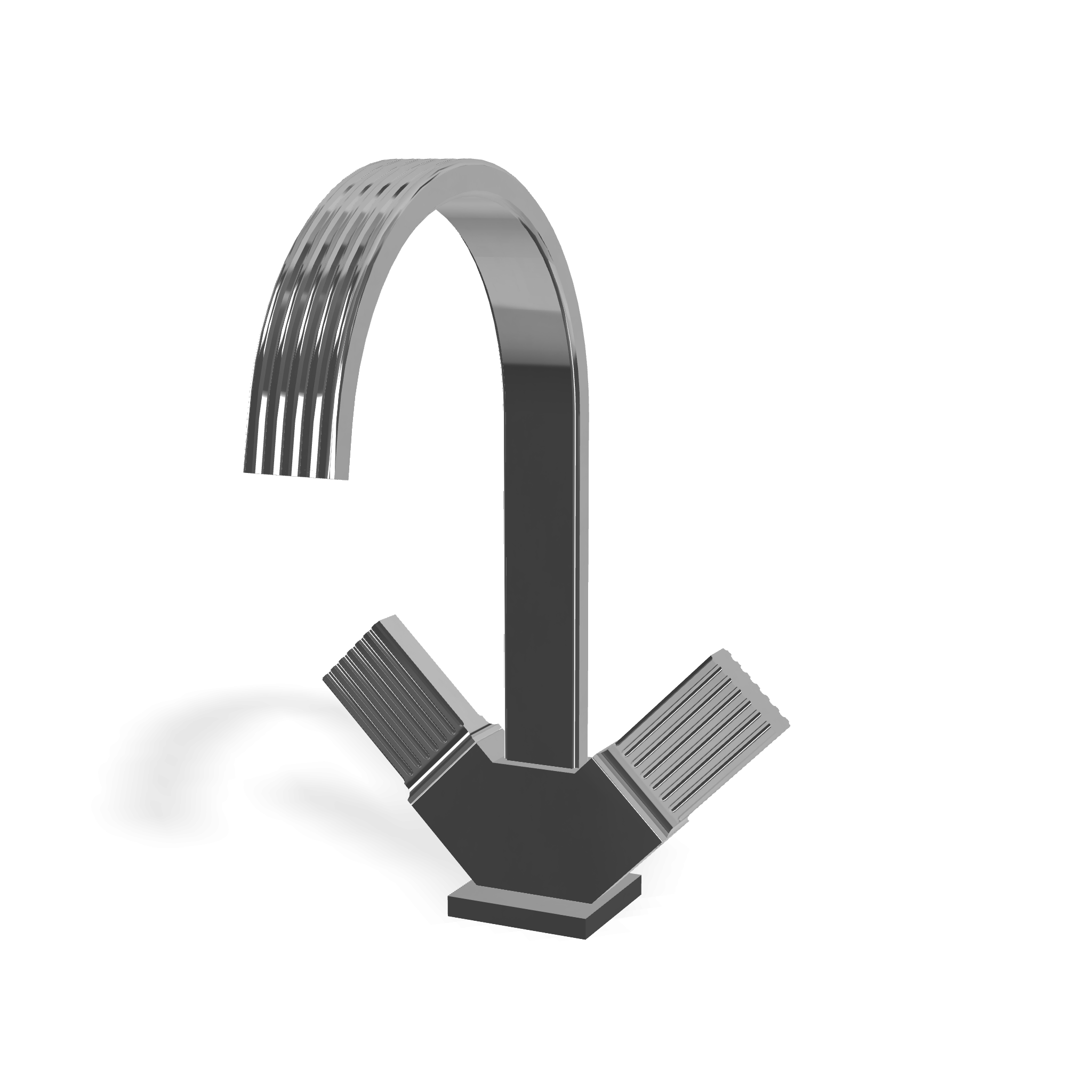 Treemme Kea gruppo lavabo monoforo 19 cm con canna ad Cromo Lucido, vista frontale su sfondo bianco - Rubinetterie Treemme