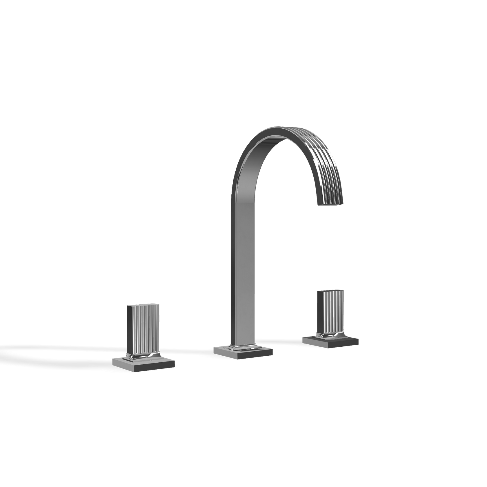 Treemme Kea IT7A16CCKOZZ batteria lavabo 195mm cromo Cromo Lucido ambientato su piano bagno con accessori - Rubinetterie...