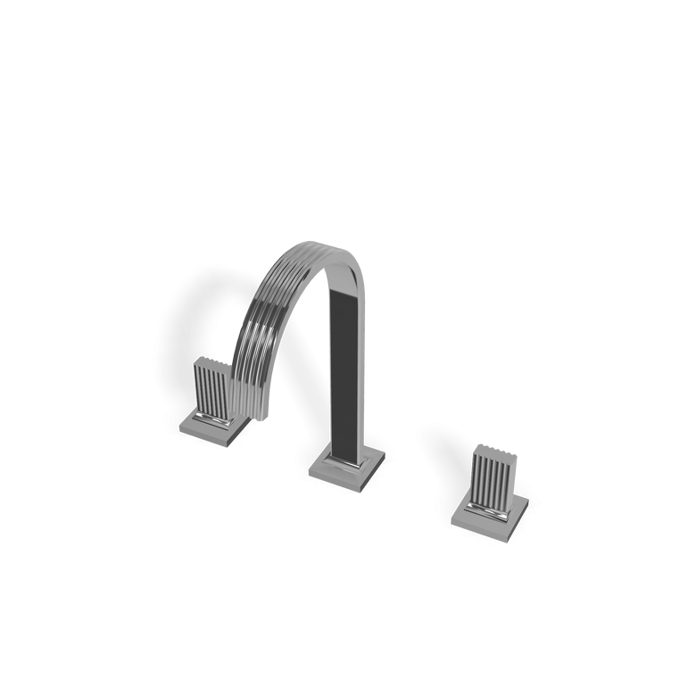 Treemme Kea IT7A16CCKOZZ batteria lavabo 195mm cromo Cromo Lucido, vista frontale su sfondo bianco - Rubinetterie Treemme
