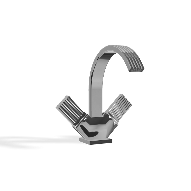 Treemme Kea IT7A24CCKOZZ gruppo bidet monoforo 3 fori cromo Cromo Lucido, vista laterale del profilo - Rubinetterie Treemme