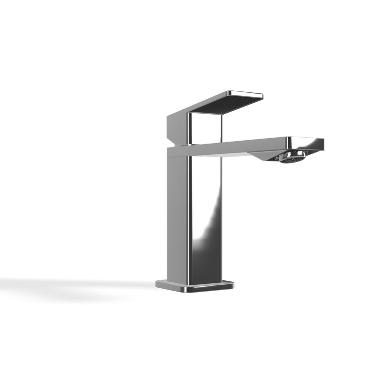 Treemme Pa36 miscelatore monocomando lavabo 104 mm cromo Cromo Lucido, vista laterale del profilo e della forma...