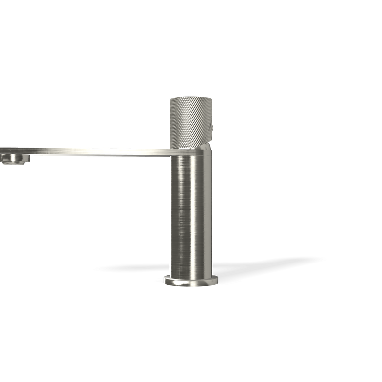 Treemme 3.6 IT9A11ISTZCL miscelatore lavabo con manopola Acciaio, vista frontale su sfondo bianco - Rubinetterie Treemme