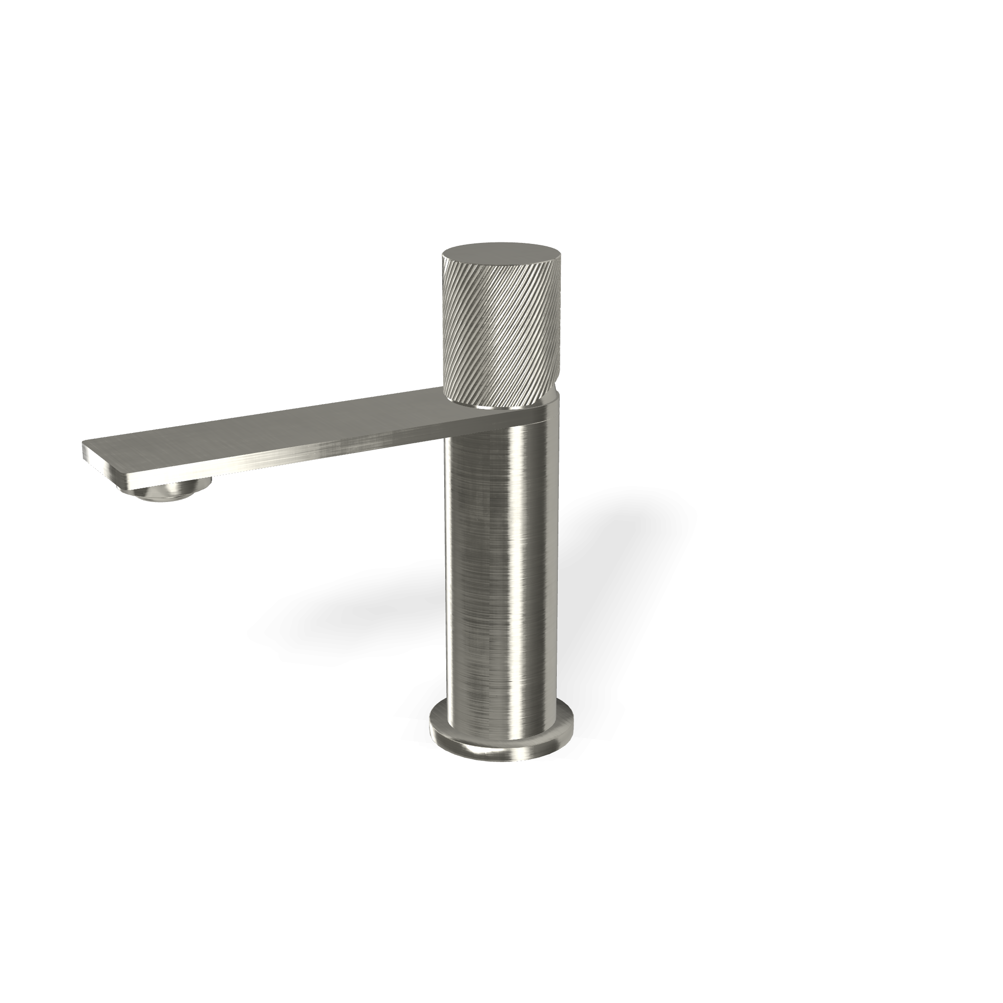 Treemme 3.6 IT9A11ISTZZZ miscelatore lavabo con maniglia Acciaio, vista frontale su sfondo bianco - Rubinetterie Treemme