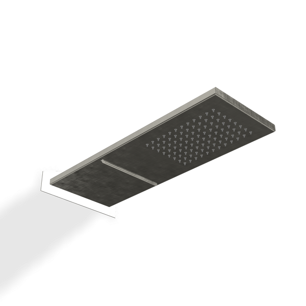 Treemme soffione doccia 74x17 rettangolare a parete con cascata e pioggia inox satinato