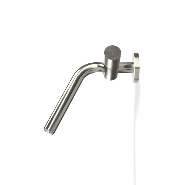 Treemme 22mm miscelatore lavabo a muro senza parte incasso Acciaio, vista frontale su sfondo bianco - Rubinetterie Treemme