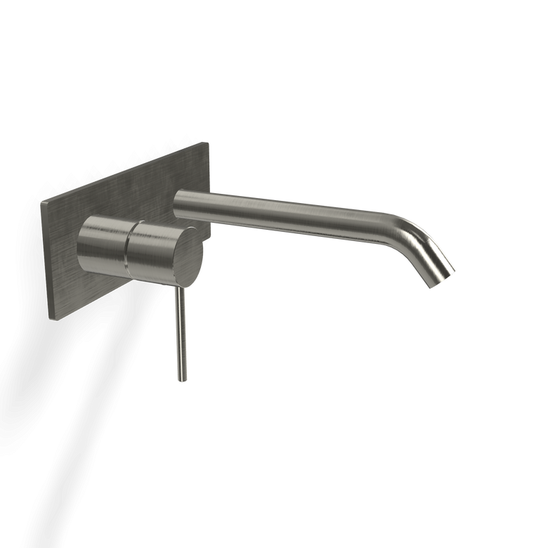Treemme 40mm miscelatore lavabo a muro senza parte incasso Acciaio, vista laterale del profilo e della forma...