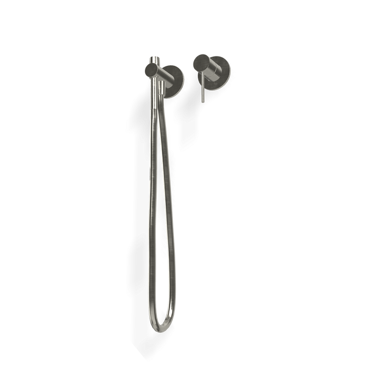 Treemme 40mm idroscopino wc e bidet con miscelatore senza Acciaio, dettaglio ravvicinato della finitura e del marchio...