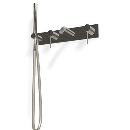 Treemme 40mm miscelatore vasca monocomando a muro con doccetta e bocca senza parte incasso inox satinato