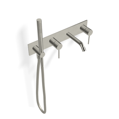 Treemme 40mm miscelatore vasca monocomando a muro con doccetta e bocca senza parte incasso inox satinato