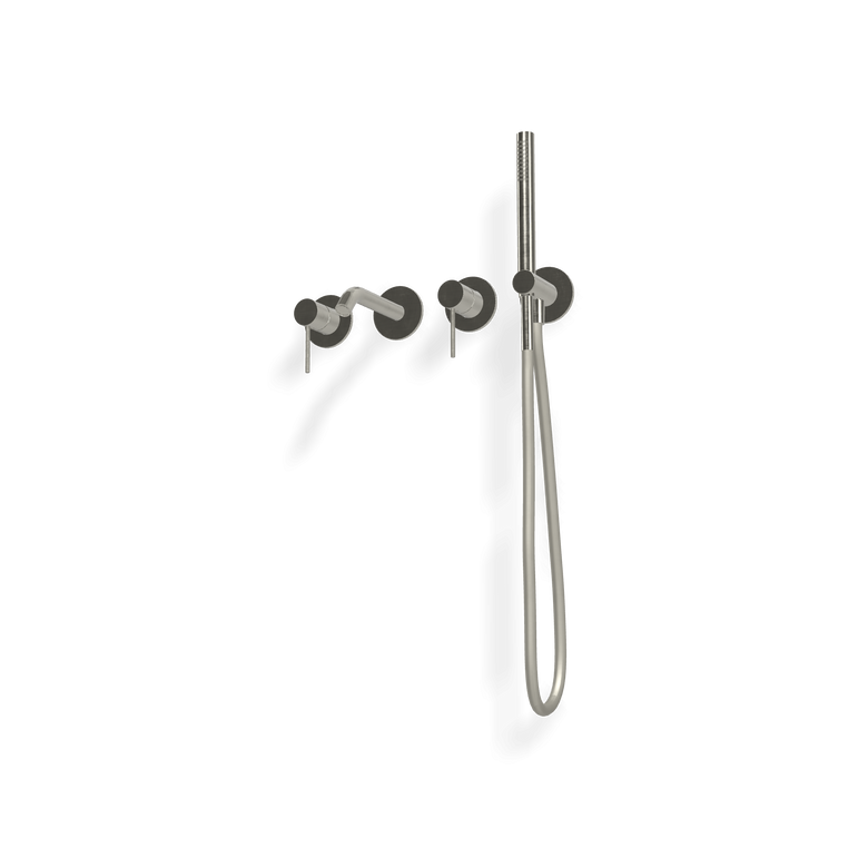 Treemme 40mm RWIT13D8IS04 miscelatore vasca a muro con Acciaio ambientato in box doccia con pareti in vetro...