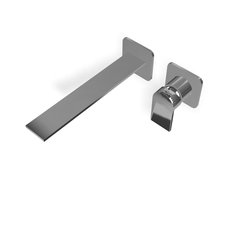 Treemme Ran miscelatore lavabo a muro 236mm senza parte, vista frontale su sfondo bianco - Rubinetterie Treemme