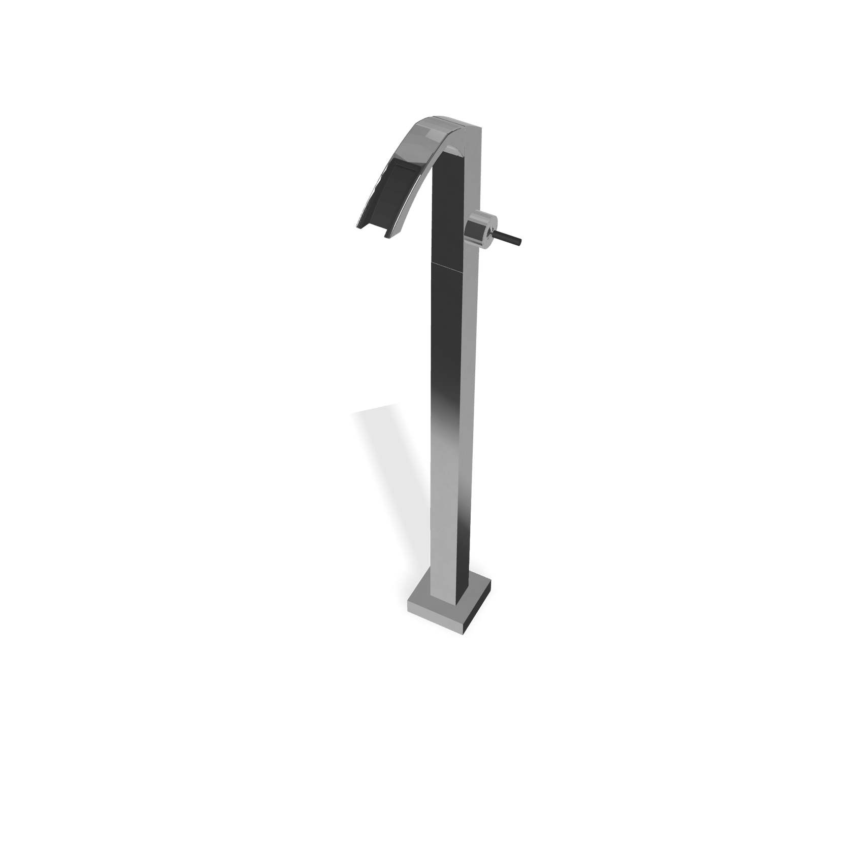 Treemme Arche miscelatore lavabo a pavimento a cascata Cromo Lucido, vista frontale su sfondo bianco - Rubinetterie Treemme