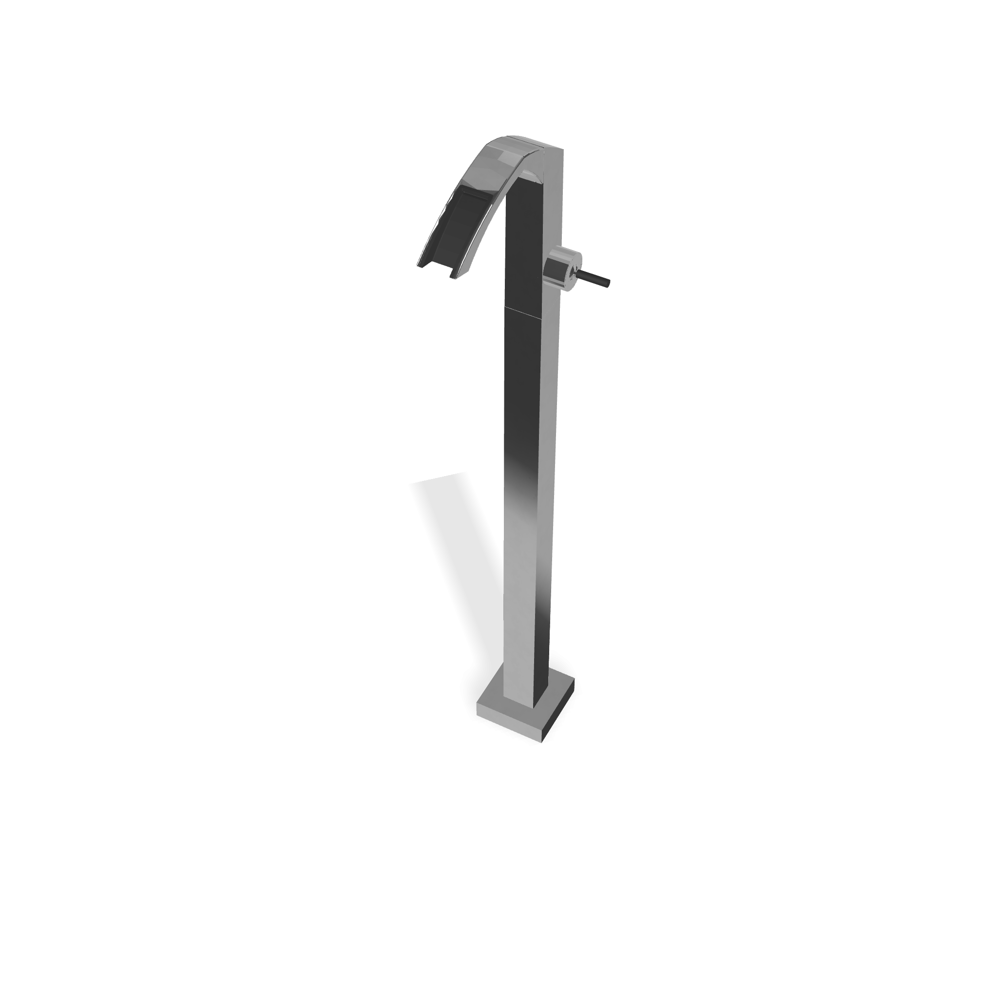 Treemme Arche miscelatore lavabo a pavimento a cascata Cromo Lucido, vista frontale su sfondo bianco - Rubinetterie Treemme
