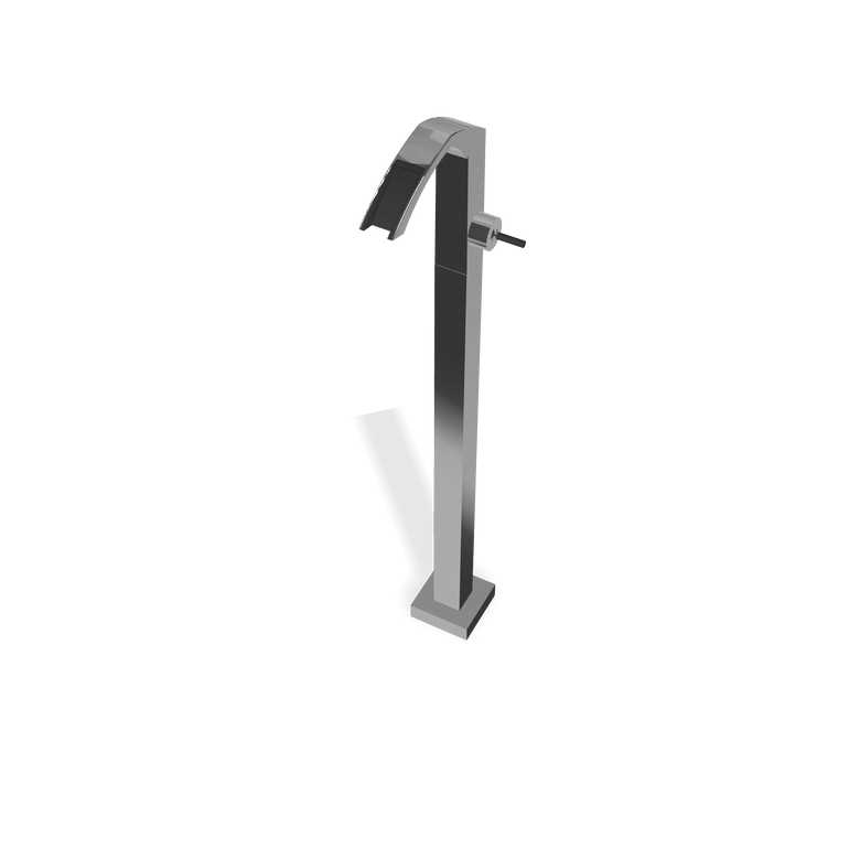 Treemme Arche miscelatore lavabo a pavimento a cascata Cromo Lucido, vista frontale su sfondo bianco - Rubinetterie Treemme