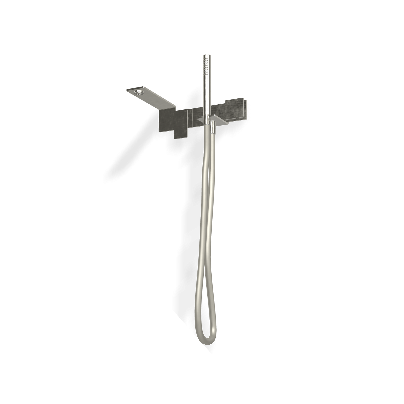 Treemme 5mm miscelatore vasca a muro quadro monocomando con Acciaio ambientato in box doccia con pareti in vetro...