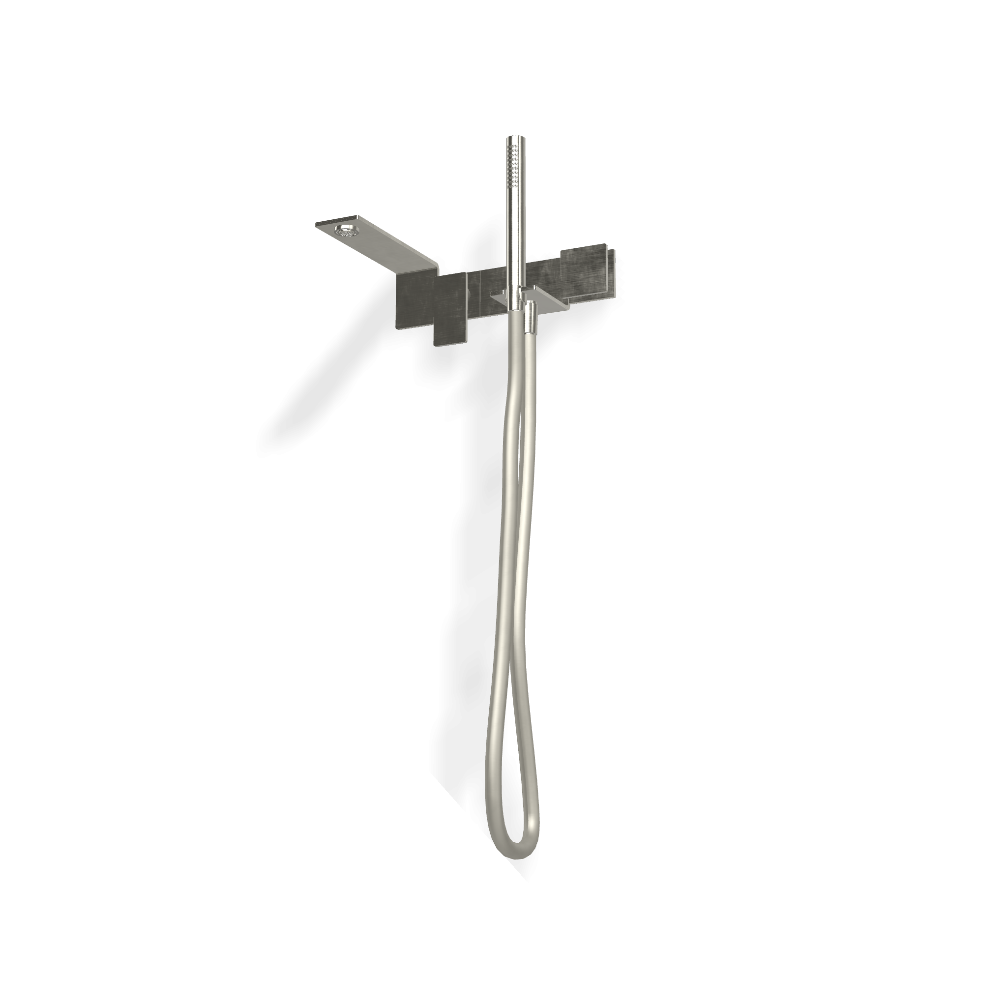 Treemme 5mm miscelatore vasca a muro quadro monocomando con Acciaio ambientato in box doccia con pareti in vetro...