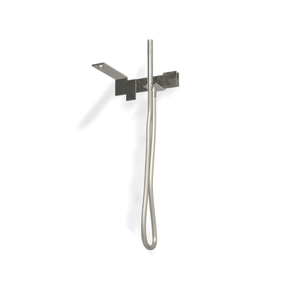 Treemme 5mm miscelatore vasca a muro quadro monocomando con doccetta e flessibile senza parte incasso inox satinato