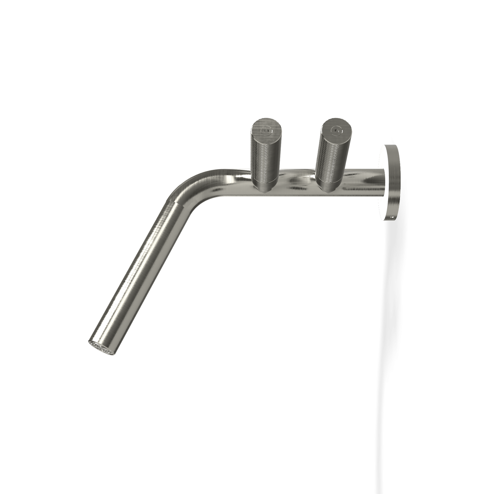 Treemme 22mm RWIT3051IS03 miscelatore lavabo a muro senza Acciaio in acciaio inox e satinato ambientato su piano bagno...