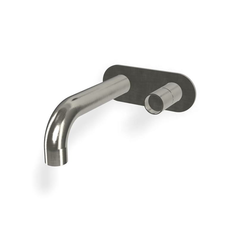 Treemme Watertube miscelatore lavabo incasso 220mm senza Acciaio in acciaio inox e satinato ambientato su piano bagno con...