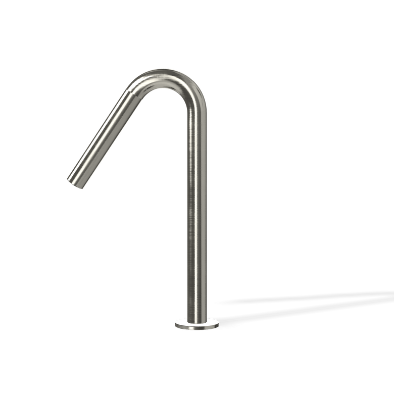 Treemme 22mm bocca lavabo da appoggio inox satinato Acciaio in acciaio inox ambientato su piano bagno con accessori...