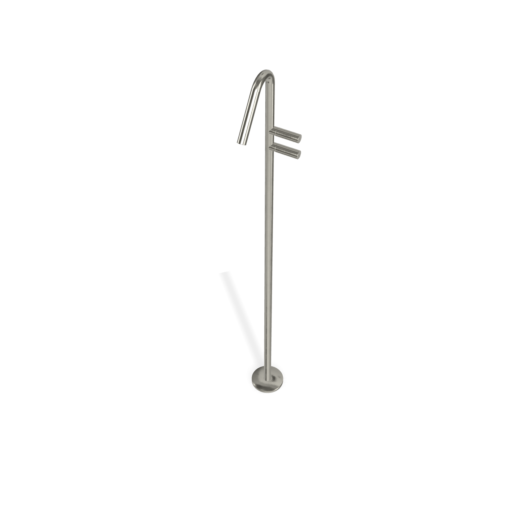 Treemme 22mm miscelatore lavabo da terra parti esterne Acciaio in satinato ambientato su piano bagno con accessori...
