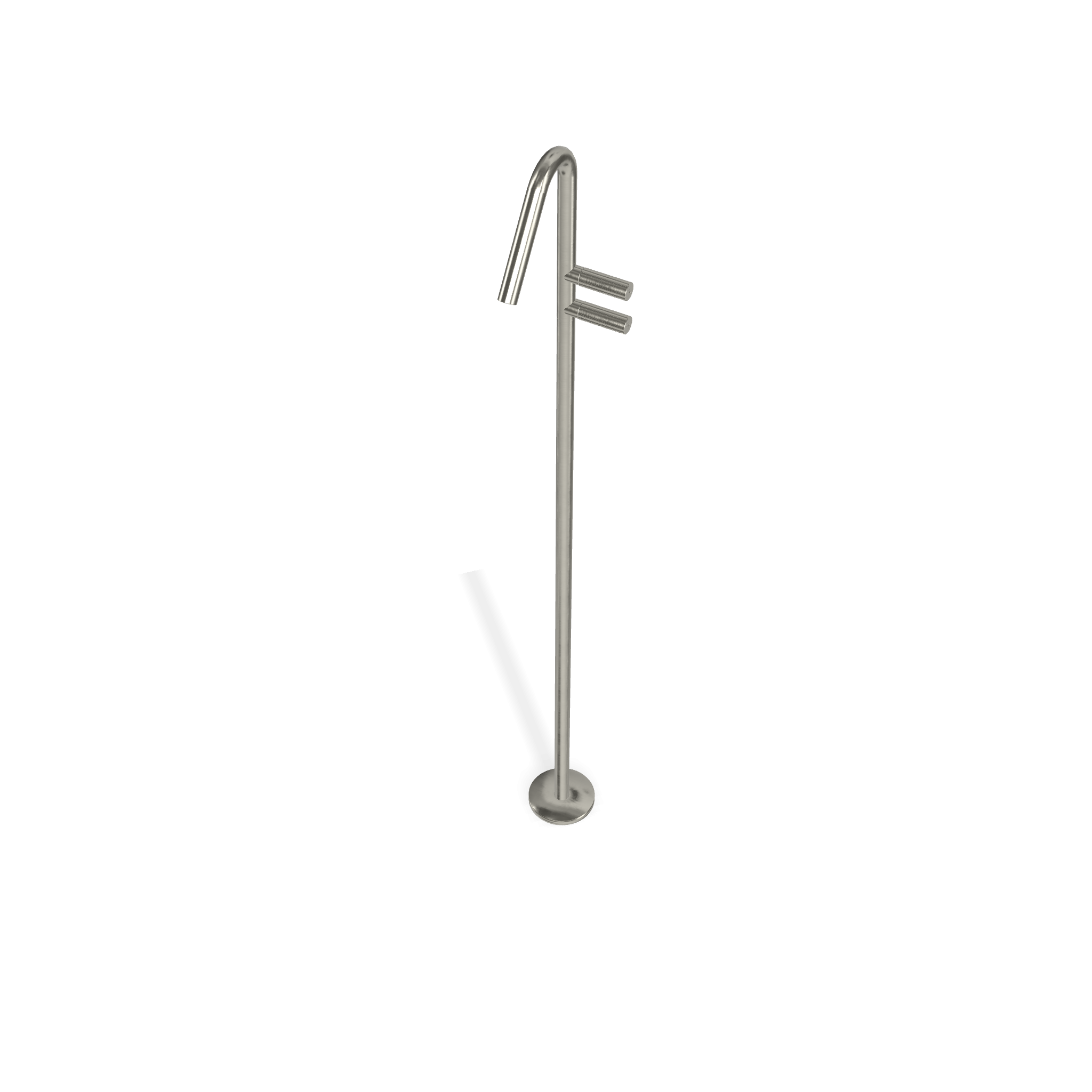 Treemme 22mm miscelatore lavabo da terra parti esterne Acciaio in satinato ambientato su piano bagno con accessori...