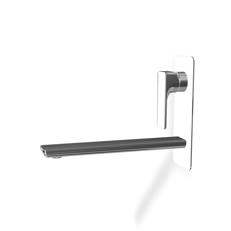 Treemme Hask RWIT6AB3CC01 Miscelatore lavabo a muro 230 mm Cromo Lucido, vista laterale del profilo e della forma...