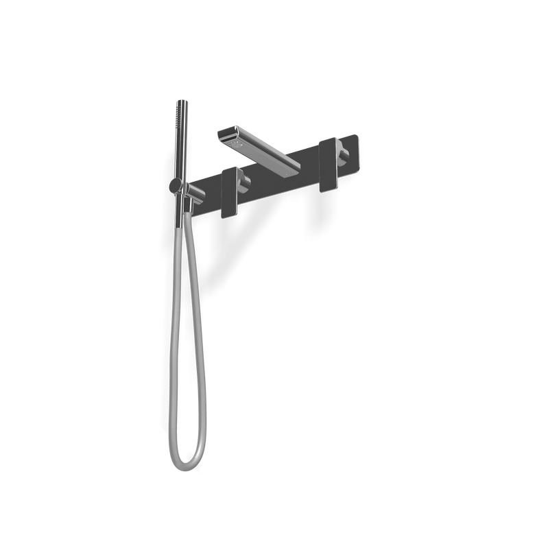 Treemme Hask RWIT6AD7CC01 miscelatore vasca con bocca e Cromo Lucido ambientato in box doccia con pareti in vetro...
