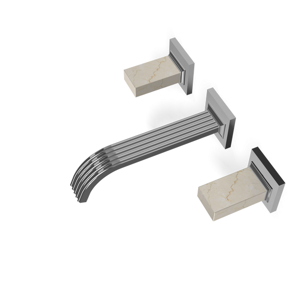 Treemme Kea RWIT7A52CCK1 gruppo lavabo a muro 200mm con maniglia in marmo senza parte incasso cromo