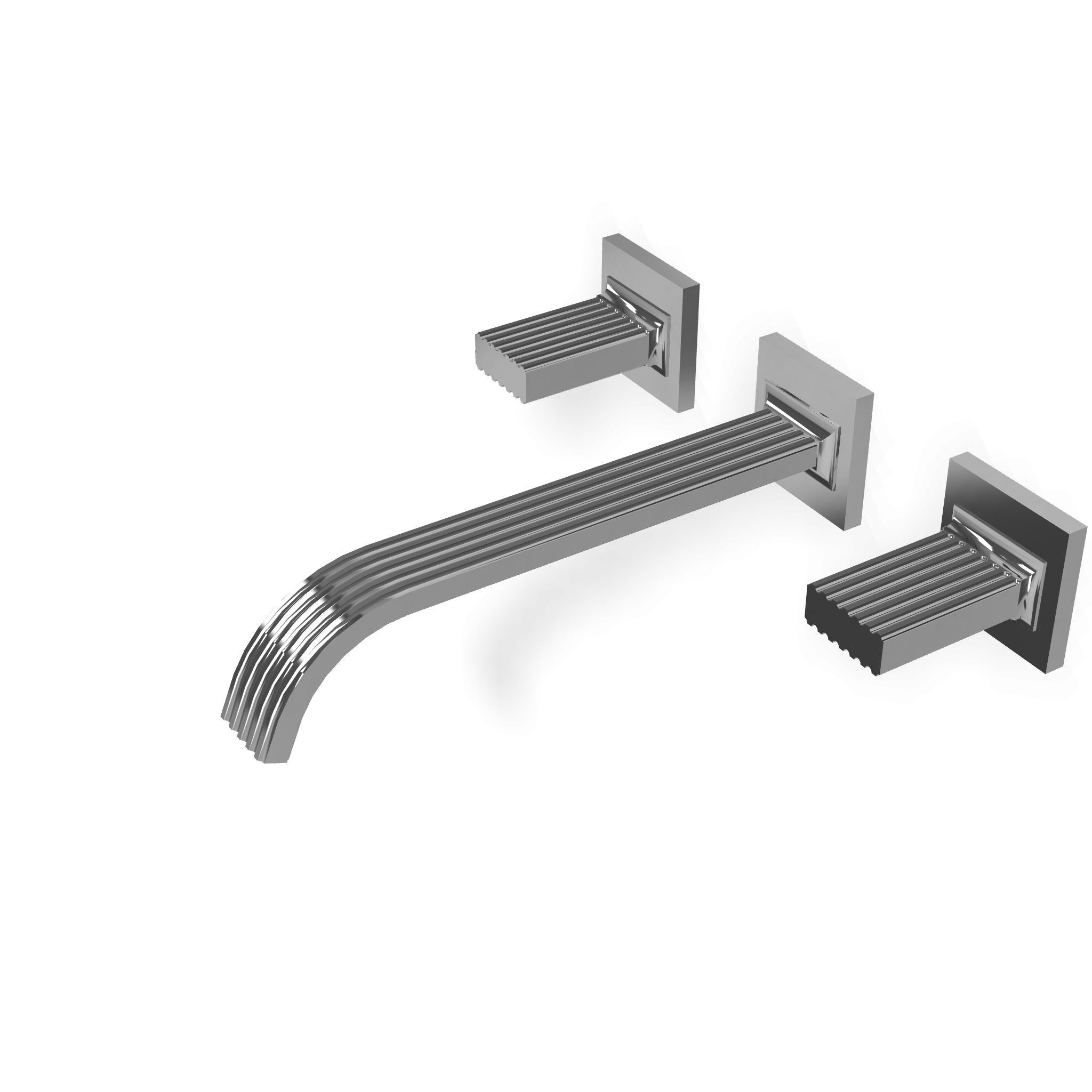 Treemme Kea RWIT7A60CCKO gruppo lavabo a muro bocca lunga Cromo Lucido in ottone ambientato su piano bagno con accessori...