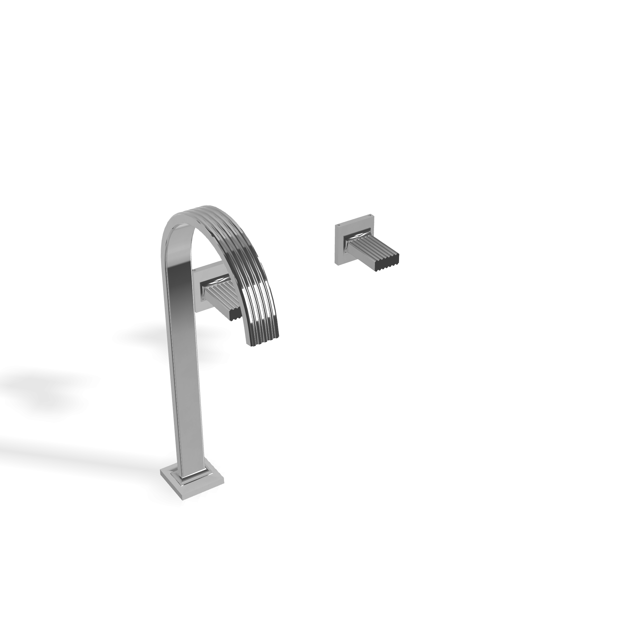 Treemme Kea RWIT7A85CCKO batteria lavabo con canna ad Cromo Lucido visto dall'alto con scarico e interno visibili...