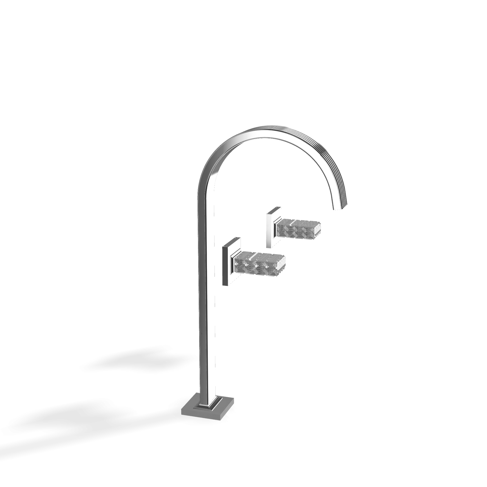 Treemme Kea RWIT7A85CCRO batteria lavabo maniglia in Cromo Lucido, vista frontale su sfondo bianco - Rubinetterie Treemme