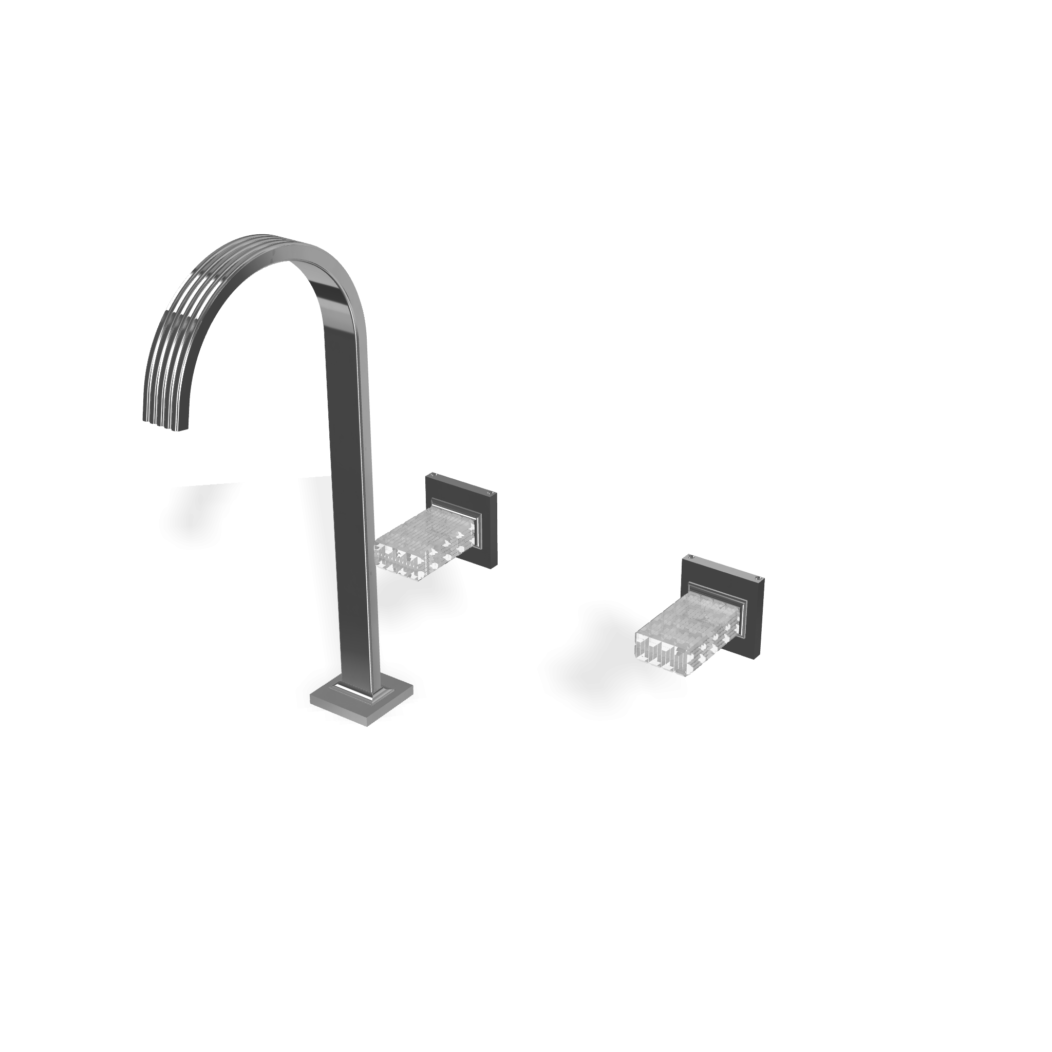 Treemme Kea RWIT7A85CCRO batteria lavabo maniglia in Cromo Lucido visto dall'alto con scarico e interno visibili...