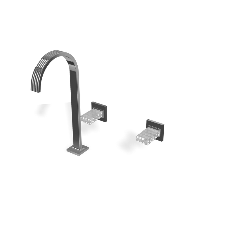 Treemme Kea RWIT7A85CCRO batteria lavabo maniglia in Cromo Lucido visto dall'alto con scarico e interno visibili...