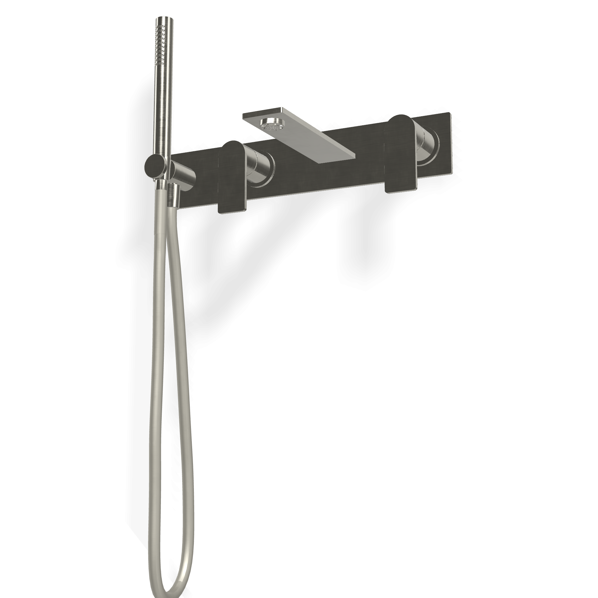 Treemme 3.6 RWIT9AD7IS03 miscelatore vasca a muro con bocca Acciaio ambientato in box doccia con pareti in vetro...