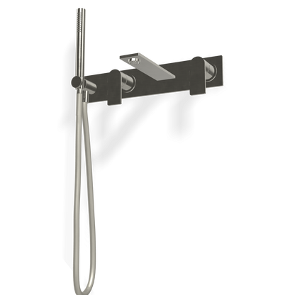 Treemme 3.6 RWIT9AD7IS03 miscelatore vasca a muro con bocca e doccetta con maniglia a leva senza parte incasso inox satinato