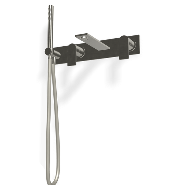 Treemme 3.6 RWIT9AD7IS03 miscelatore vasca a muro con bocca e doccetta con maniglia a leva senza parte incasso inox satinato