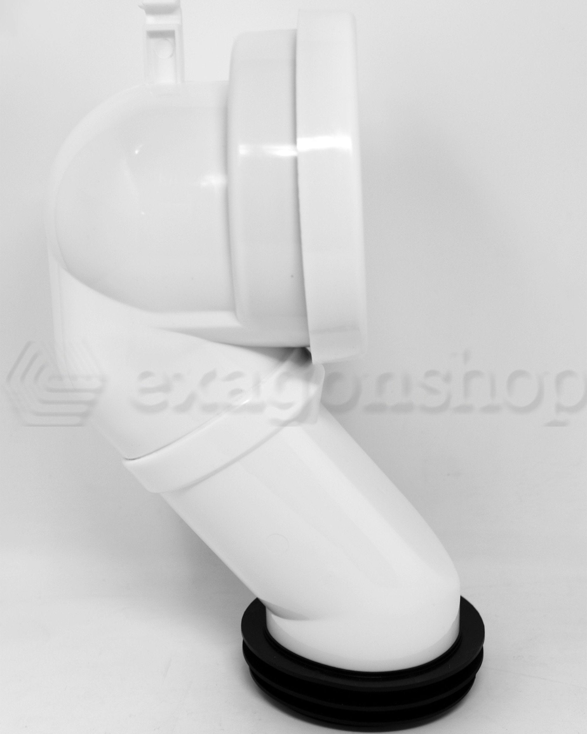 Sanitari filomuro ceramica vaso e bidet con sedile chiusura Bianco ambientato su piano bagno con accessori - Exagonshop
