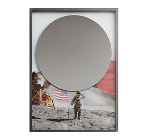 Specchio a 54x75 a tre strati luna apollo11 con cornice in alluminio Collage368 Antonio lupi design