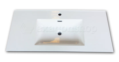 Mobile bagno blu marino 100x46 cannettato Urbino 2.0 con lavabo in resina e due cassetti