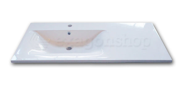 Mobile bagno quercia 100x46 cannettato Urbino 2.0 con lavabo sinistro in resina un anta e cassetto