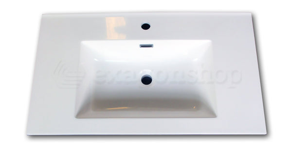 Mobile bagno grigio 80x46 cannettato Urbino 2.0 con lavabo in resina e due cassetti