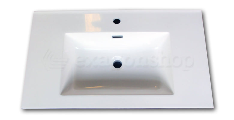 Mobile bagno grigio 80x46 cannettato Urbino 2.0 con lavabo con lavabo e rubinetteria, vista frontale su sfondo neutro...