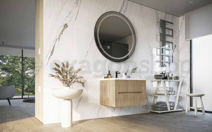 Mobile bagno teak 60x46 cannettato Urbino due cassetti con lavabo in ceramica