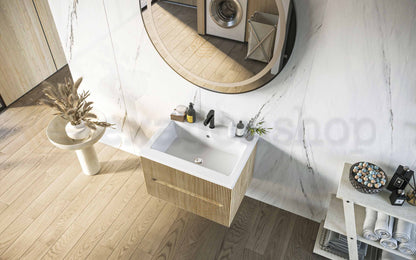 Mobile bagno teak 60x46 cannettato Urbino due cassetti con lavabo in ceramica