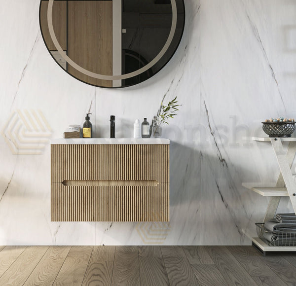 Mobile bagno teak 60x46 cannettato Urbino due cassetti con lavabo in ceramica
