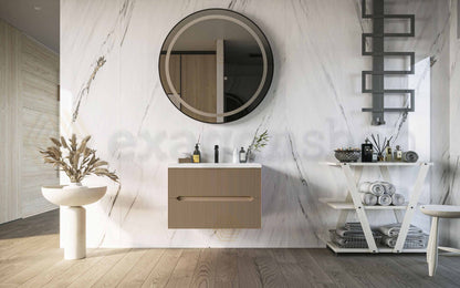 Mobile bagno tortora opaco 60x46 cannettato Urbino due cassetti con lavabo in ceramica