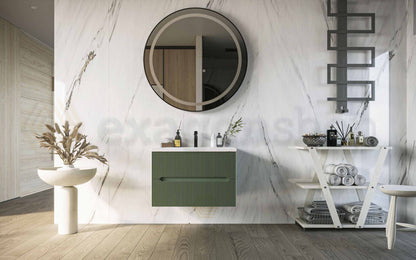 Mobile bagno verde muschio 60x46 cannettato Urbino con lavabo ceramica